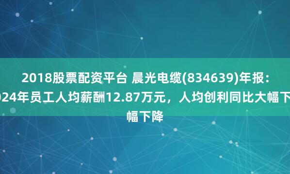 2018股票配资平台 晨光电缆(834639)年报：2024年员工人均薪酬12.87万元，人均创利同比大幅下降