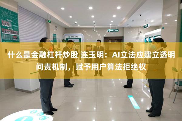 什么是金融杠杆炒股 连玉明：AI立法应建立透明问责机制，赋予用户算法拒绝权
