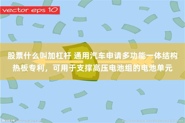 股票什么叫加杠杆 通用汽车申请多功能一体结构热板专利，可用于支撑高压电池组的电池单元