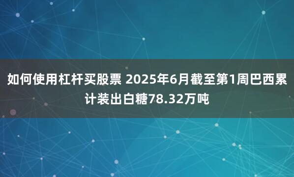 如何使用杠杆买股票 2025年6月截至第1周巴西累计装出白糖78.32万吨