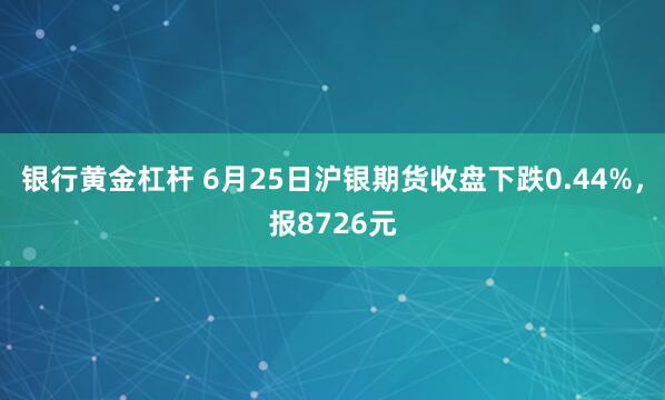 银行黄金杠杆 6月25日沪银期货收盘下跌0.44%，报8726元
