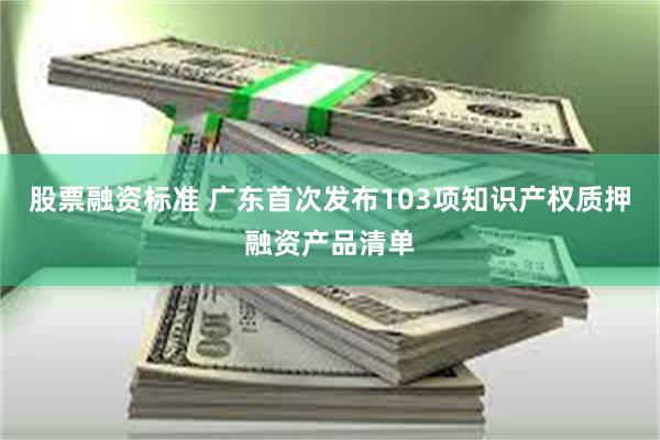股票融资标准 广东首次发布103项知识产权质押融资产品清单