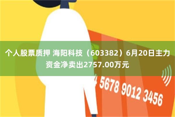 个人股票质押 海阳科技（603382）6月20日主力资金净卖出2757.00万元