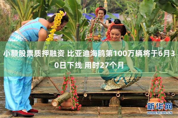 小额股票质押融资 比亚迪海鸥第100万辆将于6月30日下线 用时27个月