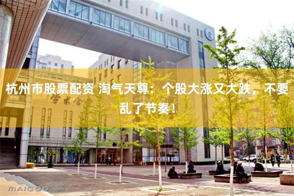 杭州市股票配资 淘气天尊：个股大涨又大跌，不要乱了节奏！