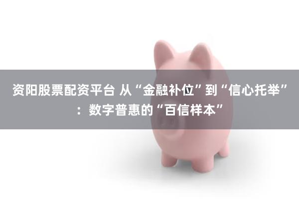 资阳股票配资平台 从“金融补位”到“信心托举”：数字普惠的“百信样本”