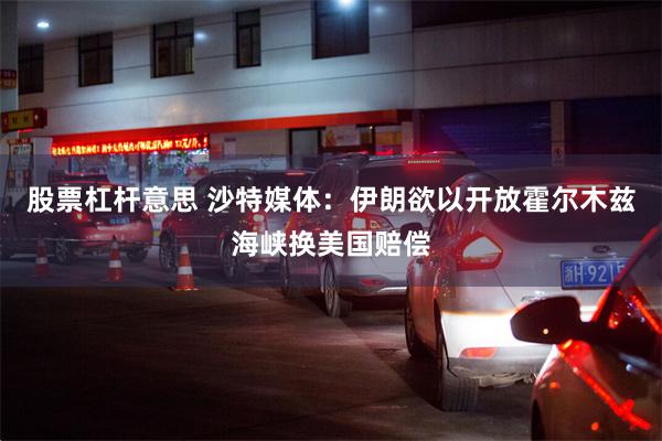 股票杠杆意思 沙特媒体:伊朗欲以开放霍尔木兹海峡换美国赔偿
