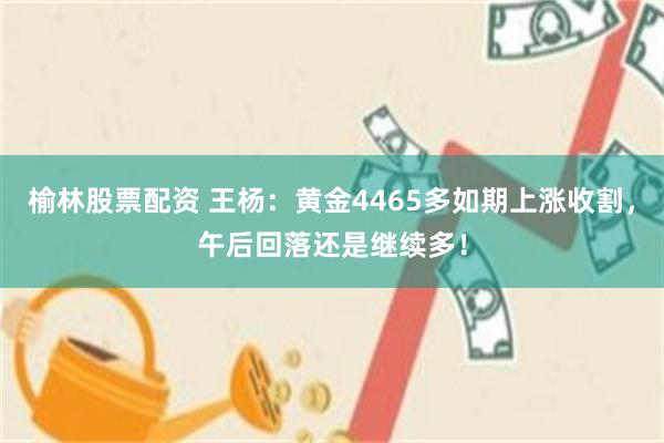 榆林股票配资 王杨：黄金4465多如期上涨收割，午后回落还是继续多！