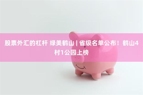 股票外汇的杠杆 绿美鹤山 | 省级名单公布！鹤山4村1公园上榜