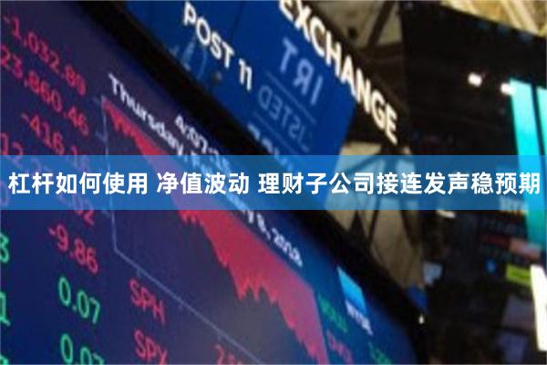 杠杆如何使用 净值波动 理财子公司接连发声稳预期