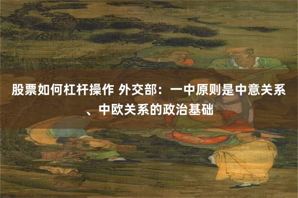 股票如何杠杆操作 外交部：一中原则是中意关系、中欧关系的政治基础