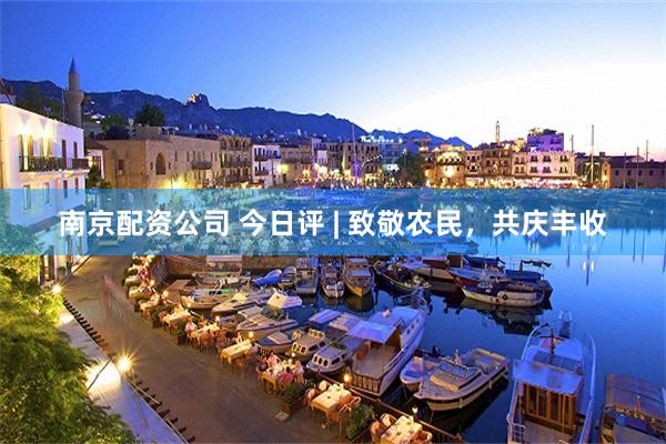 南京配资公司 今日评 | 致敬农民，共庆丰收